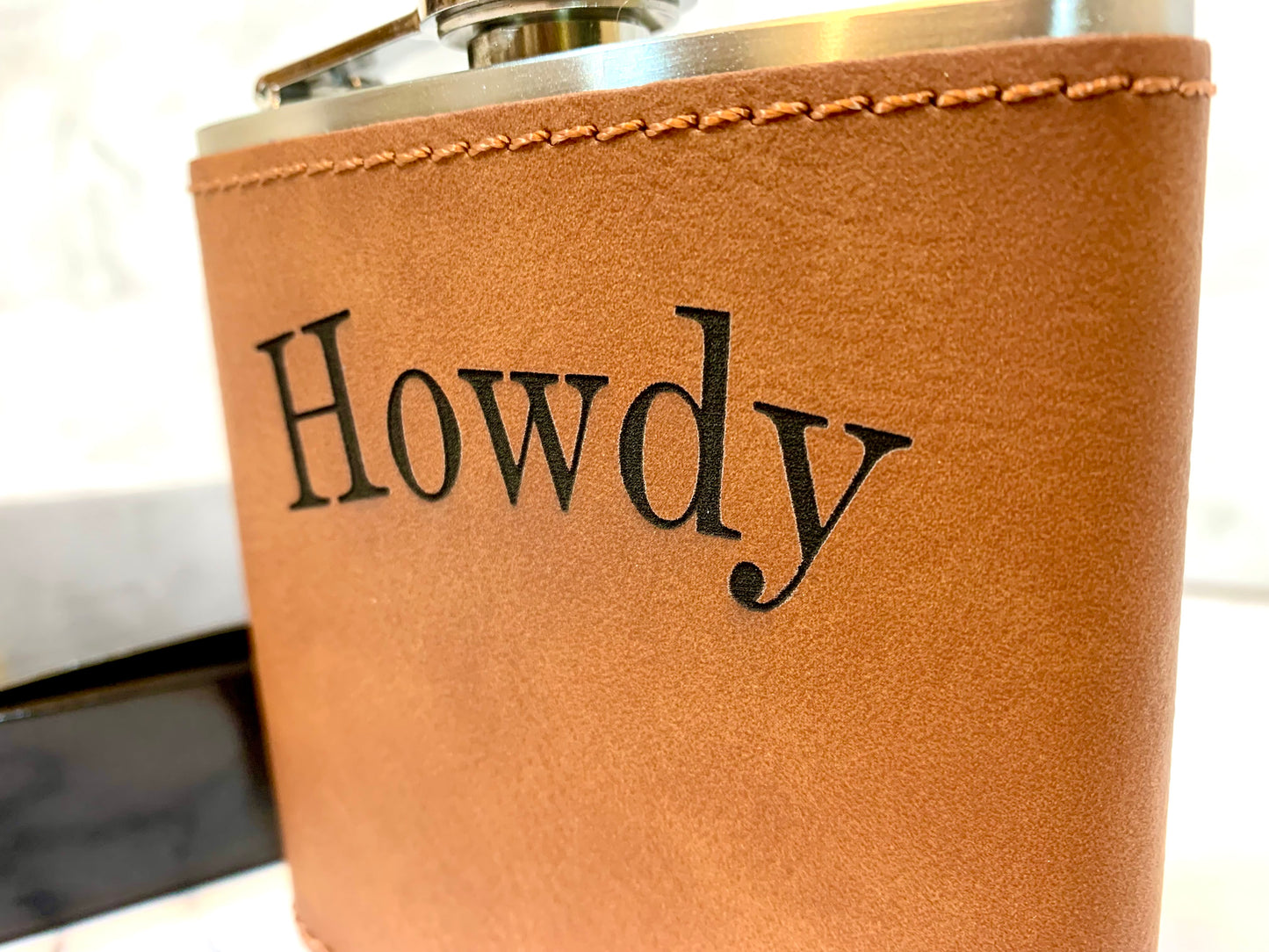 Personalized Faux Leather 6oz Hip Flask - MixMatched Creations