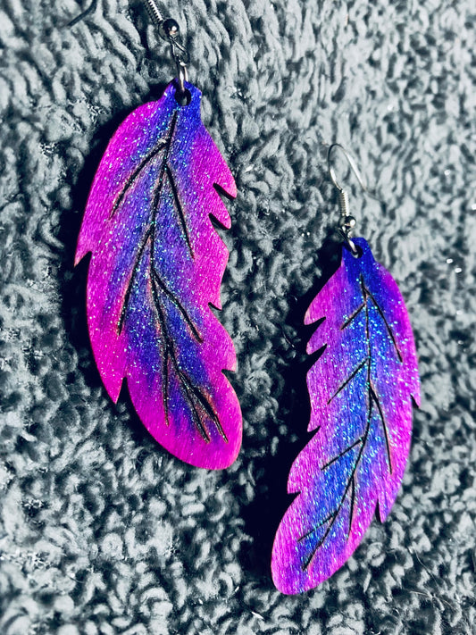 Wood Feather Earrings - MixMatched Creations
