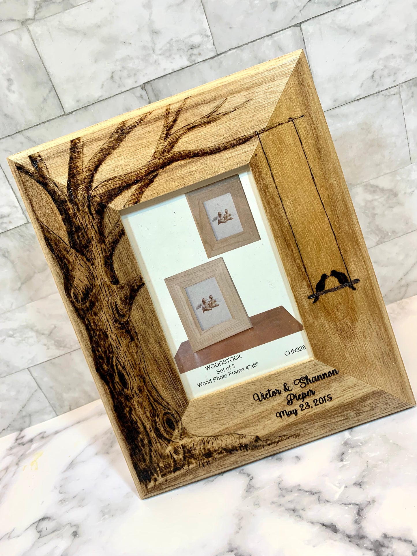 Personalized Family Tree With Love Birds Picture Frame 4x6