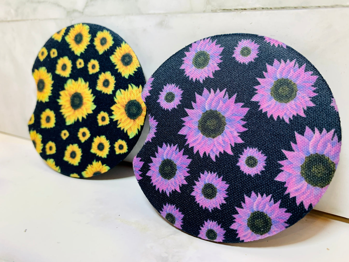 Sunflower And Beach Car Coaster Set of 2