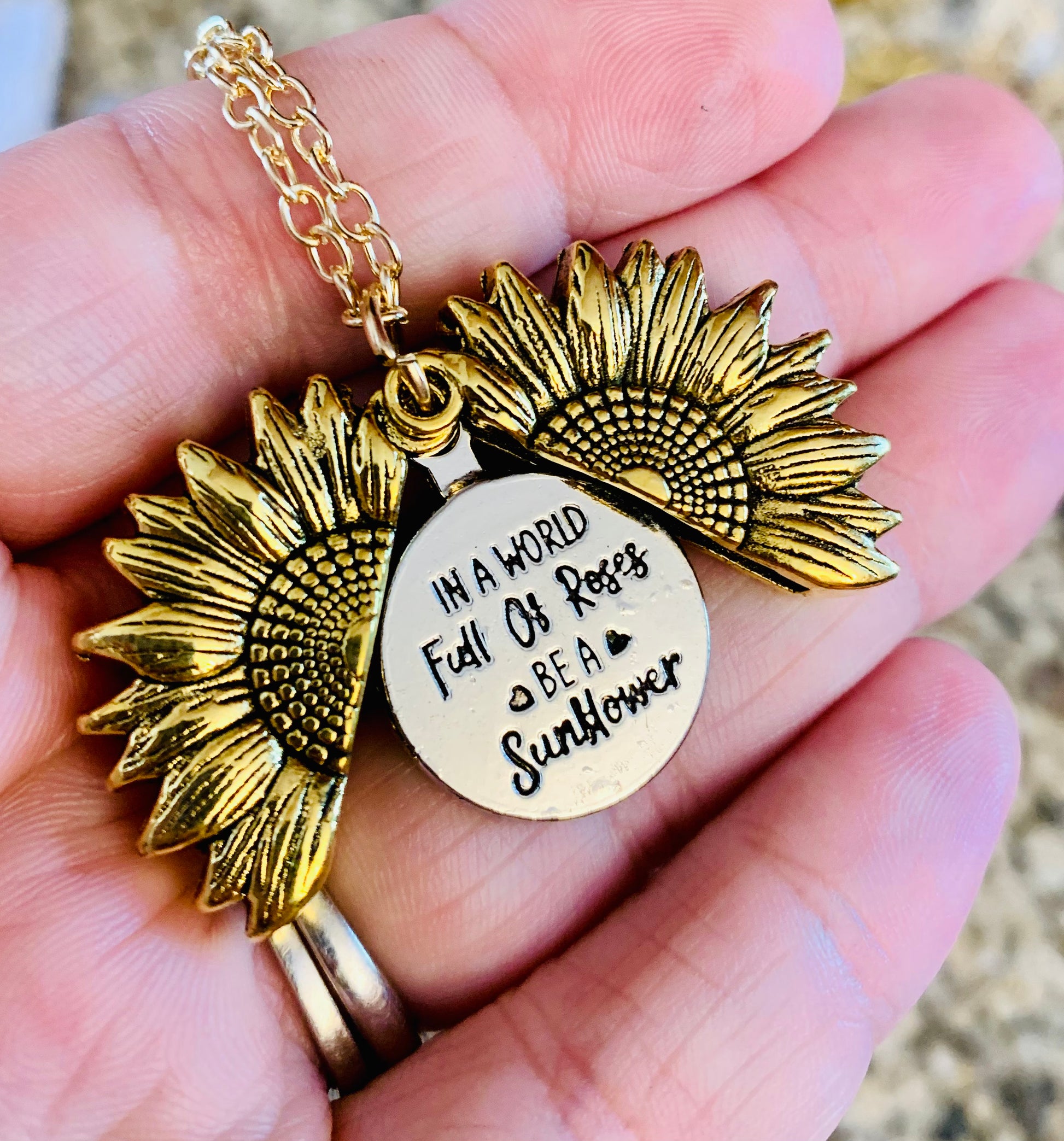 In A World Full Of Roses Be A Sunflower Sunflower Necklace Pendant - MixMatched Creations