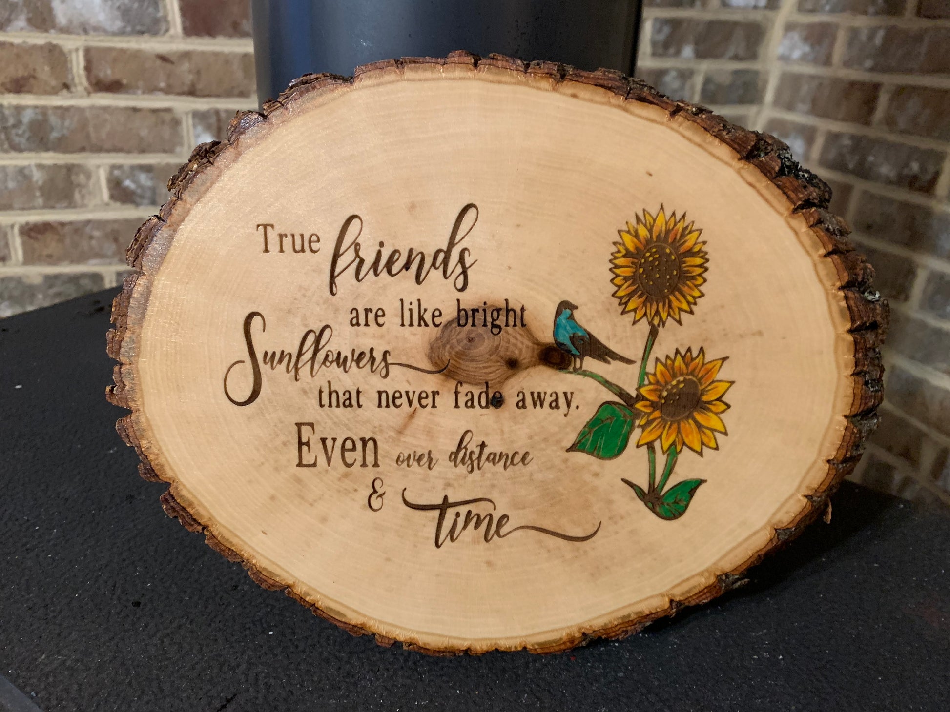 True Friends Sunflower Live Edge Wooden Signs - MixMatched Creations