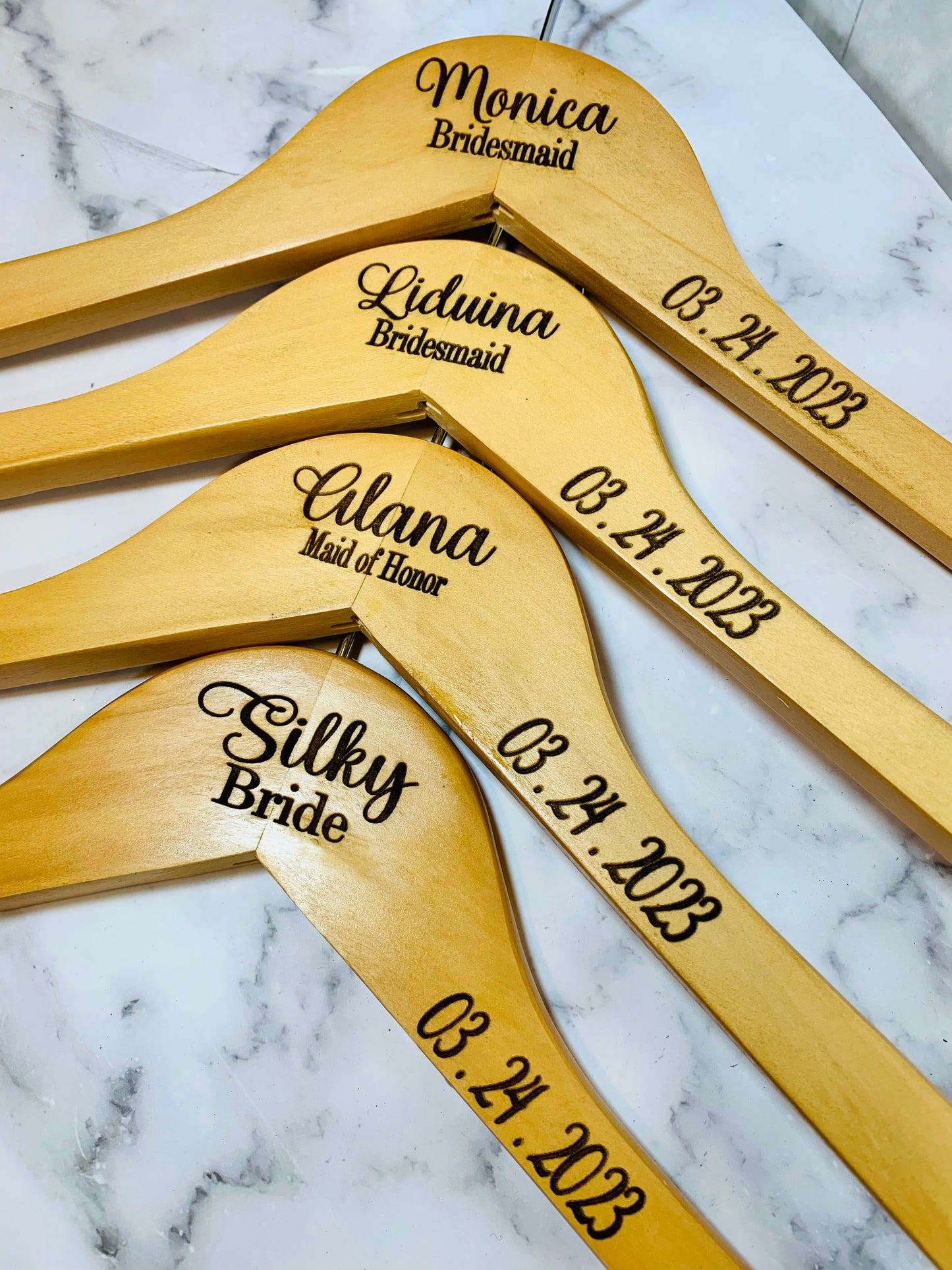 Personalized Bridesmaid HangersWedding Hanger - Wooden EngravedHanger - Bridal Dress Hanger - Bridesmaid Gifts