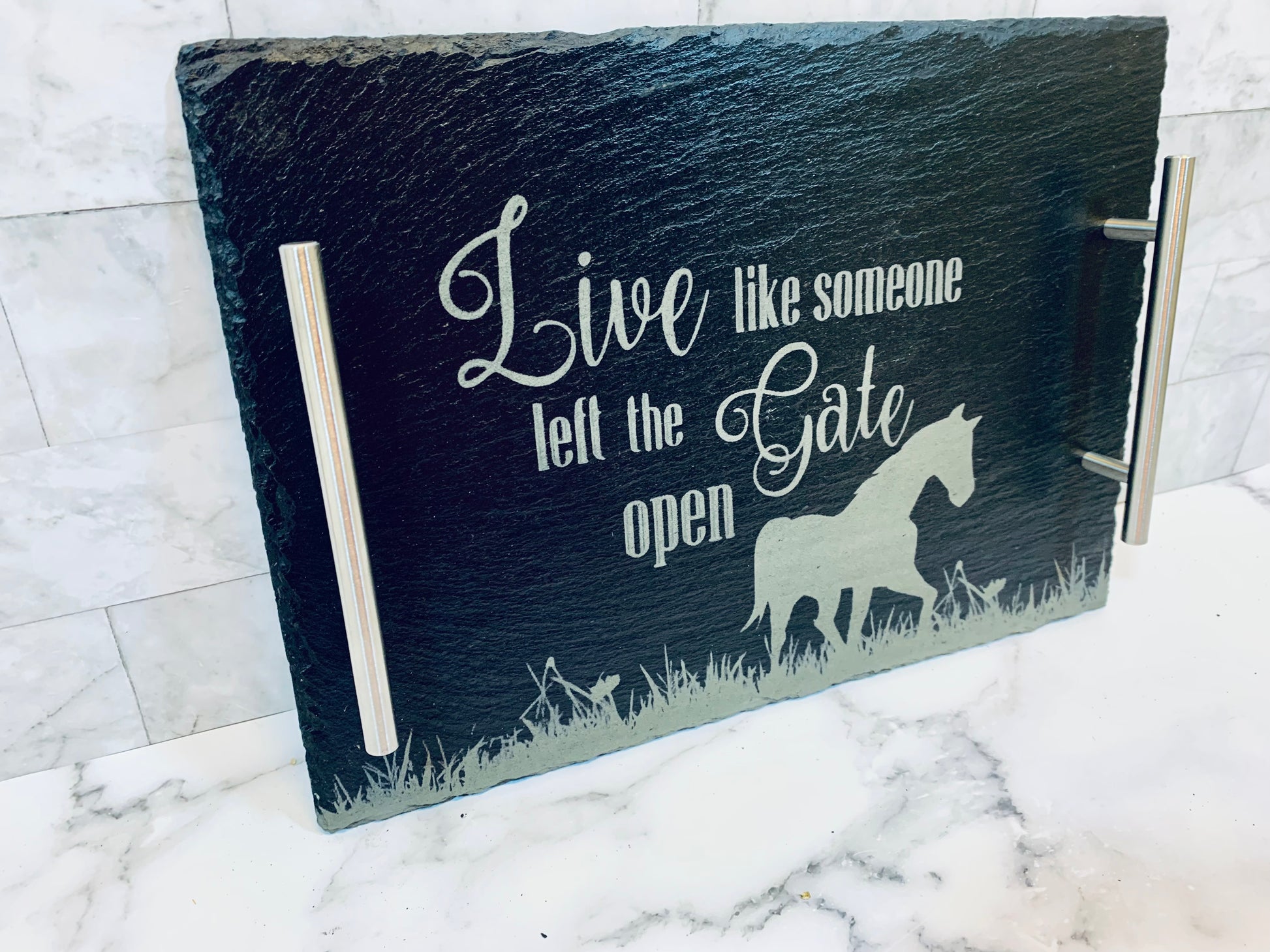 Live Like Someone Left The Gate Open Slate Tray - MixMatched Creations