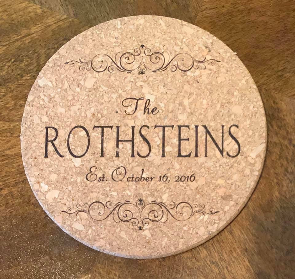 Personalized Last Name Cork Trivet - MixMatched Creations