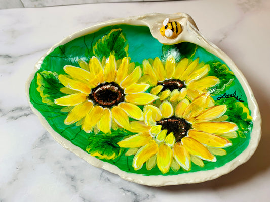 Sunflower Hand Painted Seashell - MixMatched Creations