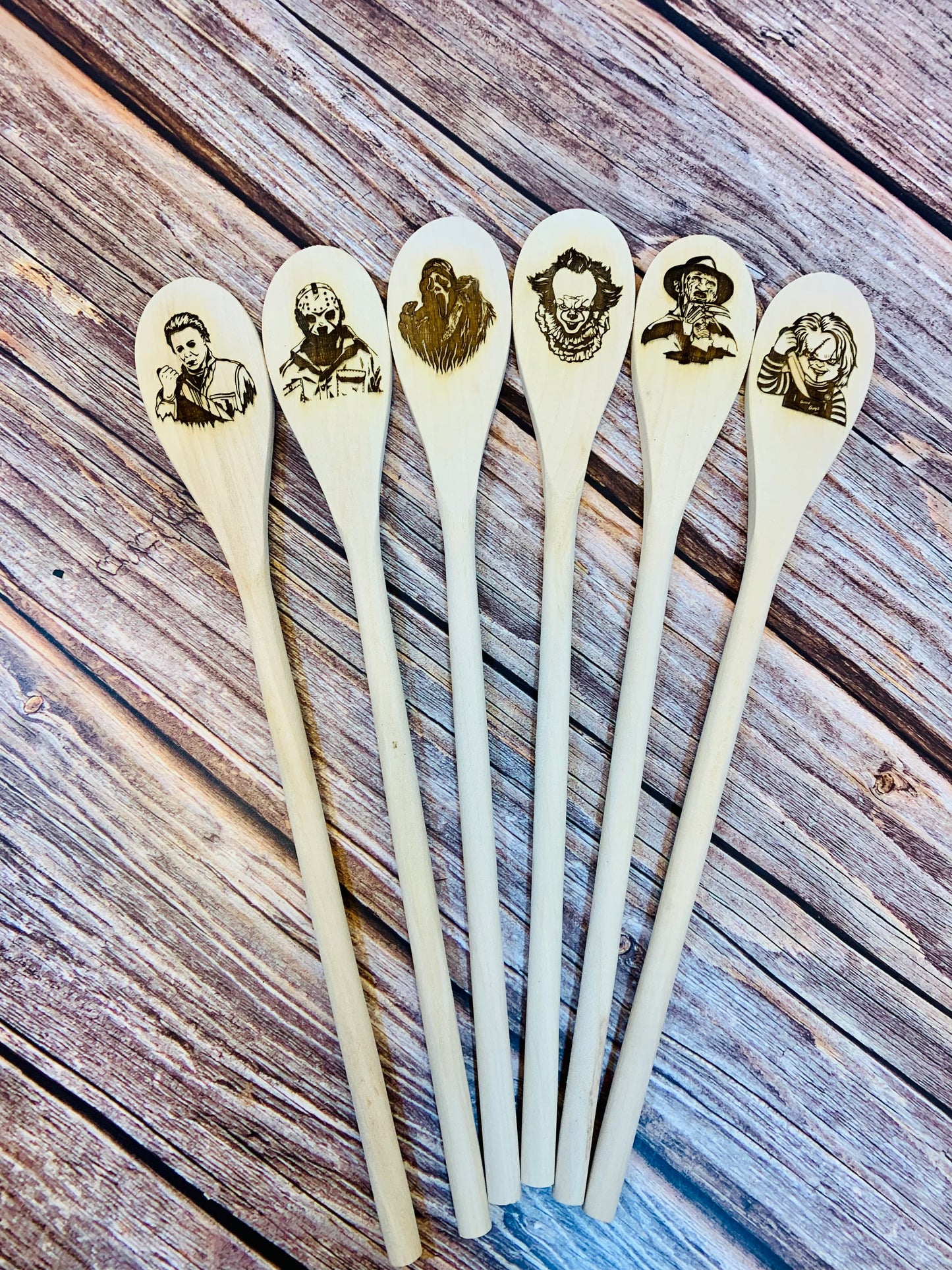 Horror Character Wooden Engraved Spoons - MixMatched Creations