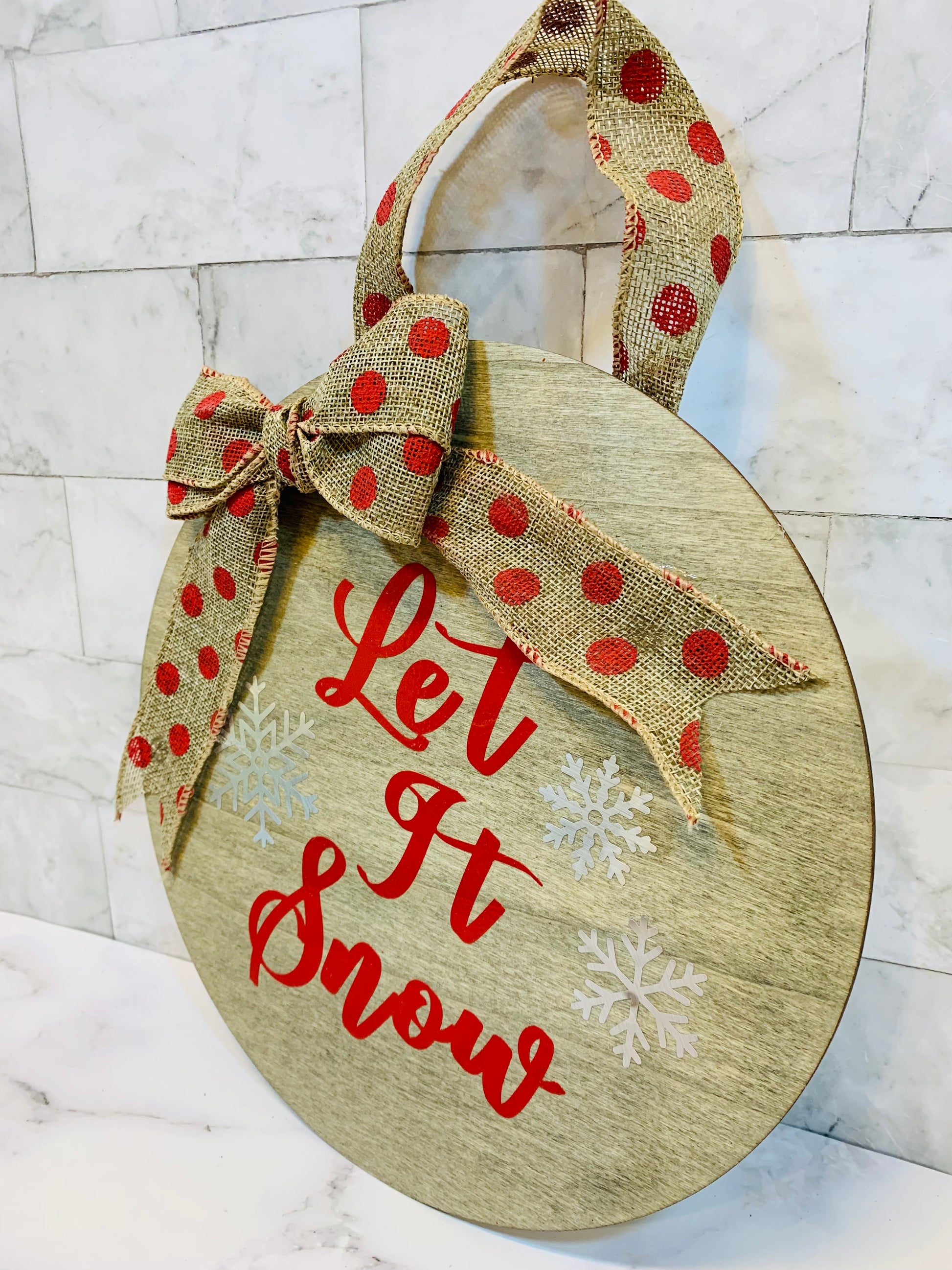 Let It Snow Round Wooden Sign - MixMatched Creations