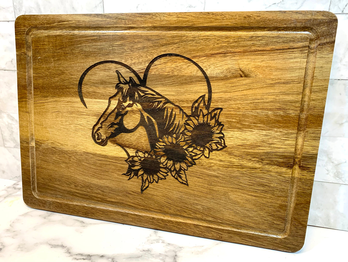 Horse & Sunflower Cutting Board