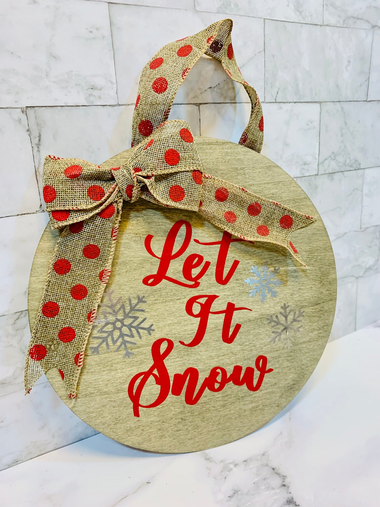 Let It Snow Round Wooden Sign - MixMatched Creations