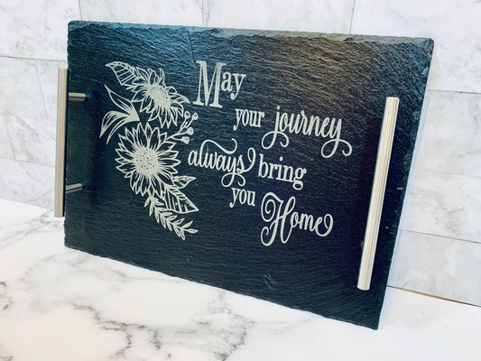 May Your Journey Always Bring You Home Sunflower Slate Tray - MixMatched Creations