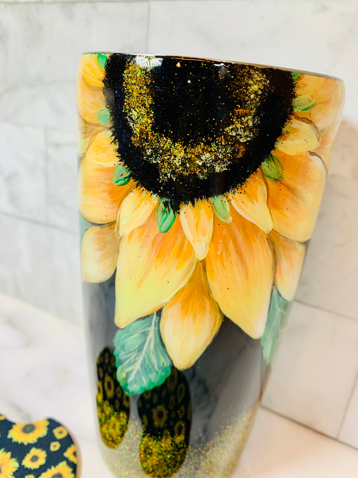 Sunflower Tumbler With 2 Coasters - MixMatched Creations