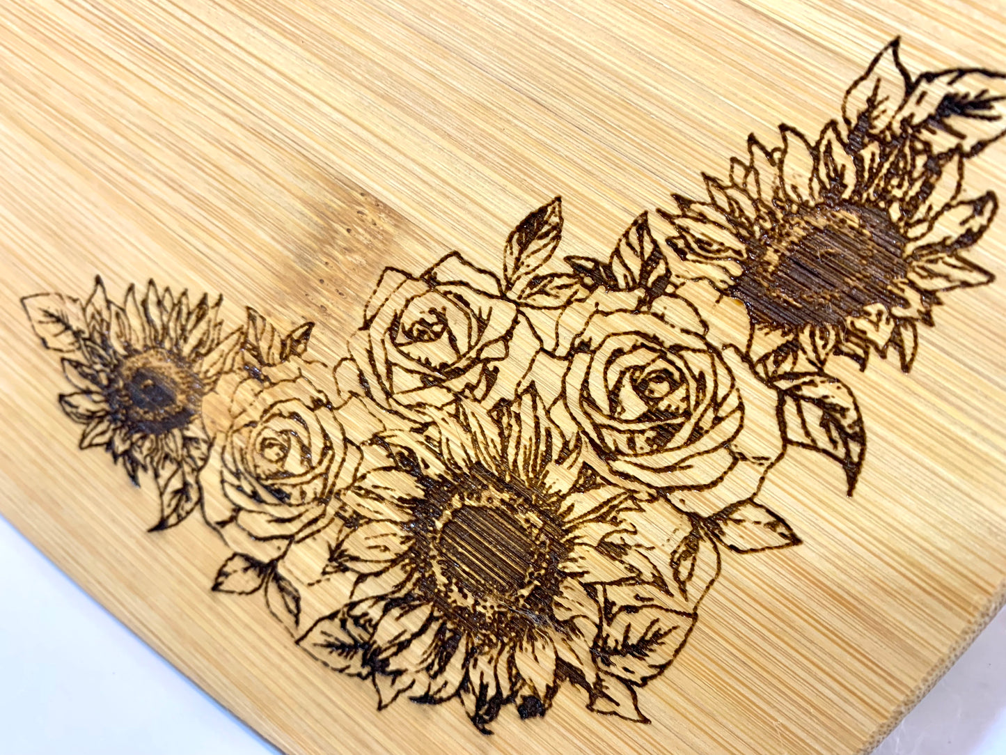 Sunflower & Roses Personalized Wedding Cutting Board