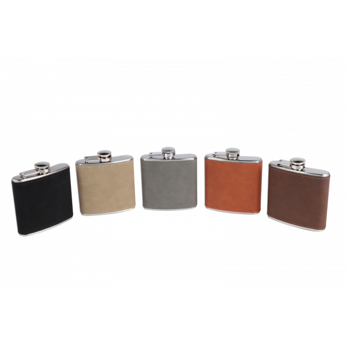 Personalized Faux Leather 6oz Hip Flask - MixMatched Creations