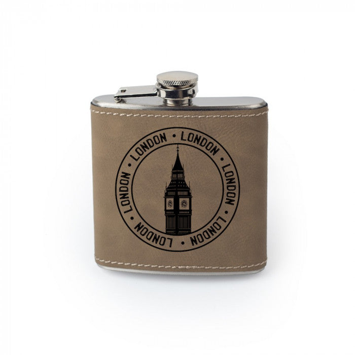 Personalized Faux Leather 6oz Hip Flask - MixMatched Creations